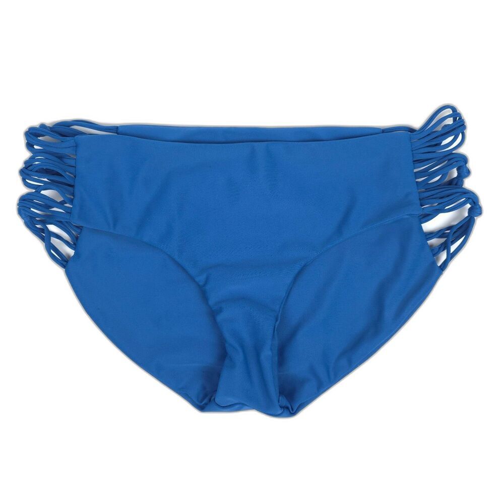 NEW Mikoh Velzyland String Triple Loop Bikini Bottom Blue Strappy Boho Swim